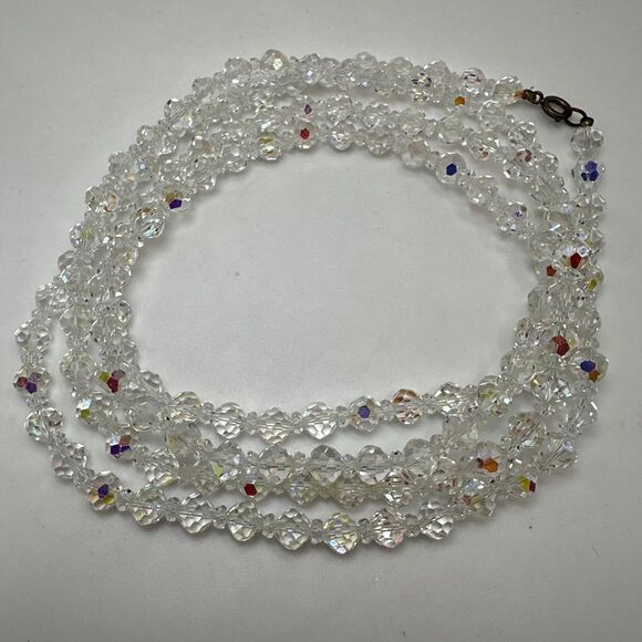 54" vintage Aurora Borealis (AB) crystal necklace! - Picture 12 of 14